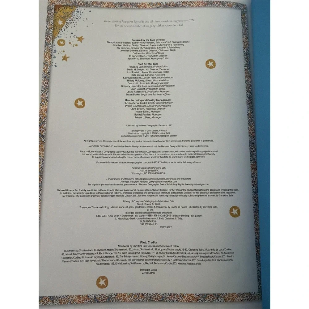 National Geographic Treasury‎ of Greek Mythology Donna Jo Napoli Hardcover 2011